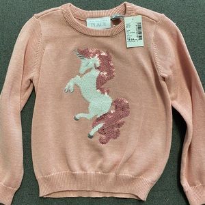 NWT Pink Sequins Unicorn Sweater (18-24m)
